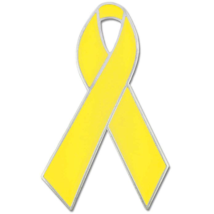 PinMart Yellow Awareness Ribbon Enamel Lapel Pin