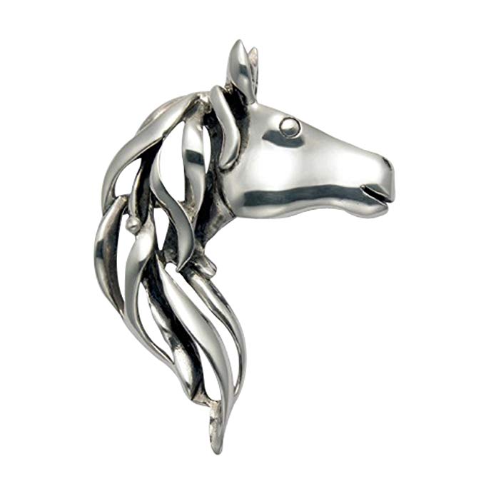 Sterling Silver Horse Head w/Flowing Mane Pin/Pendant