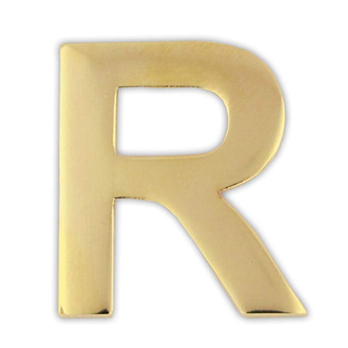 PinMart Gold Plated Alphabet Letter R Lapel Pin