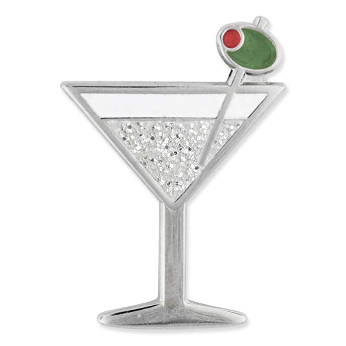 PinMart Martini w/Olive Fun Food Celebration Glitter Enamel Lapel Pin