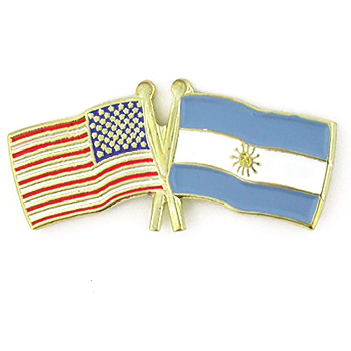 PinMart USA and Argentina Crossed Friendship Flag Enamel Lapel Pin