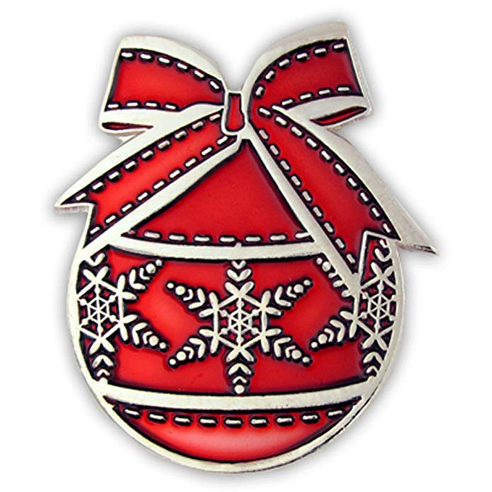 PinMart Christmas Red Ornament Holiday Lapel Pin