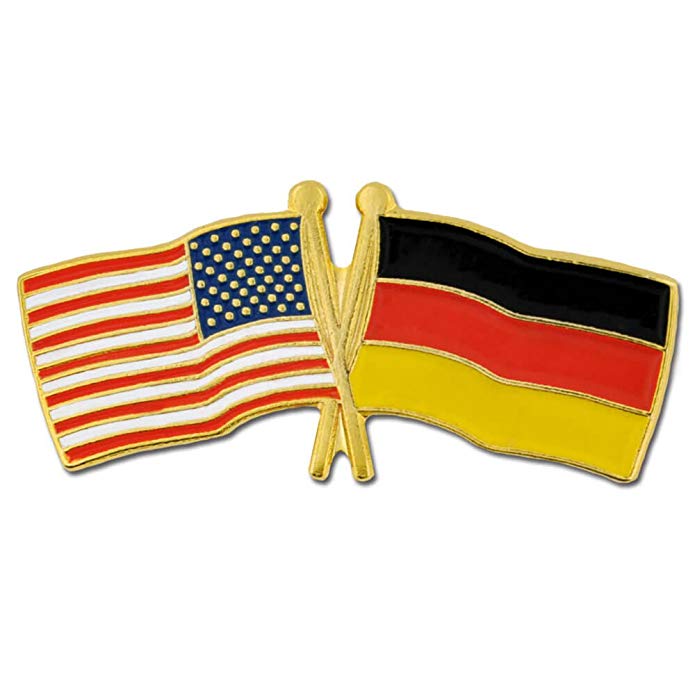 PinMart USA and Germany Crossed Friendship Flag Enamel Lapel Pin