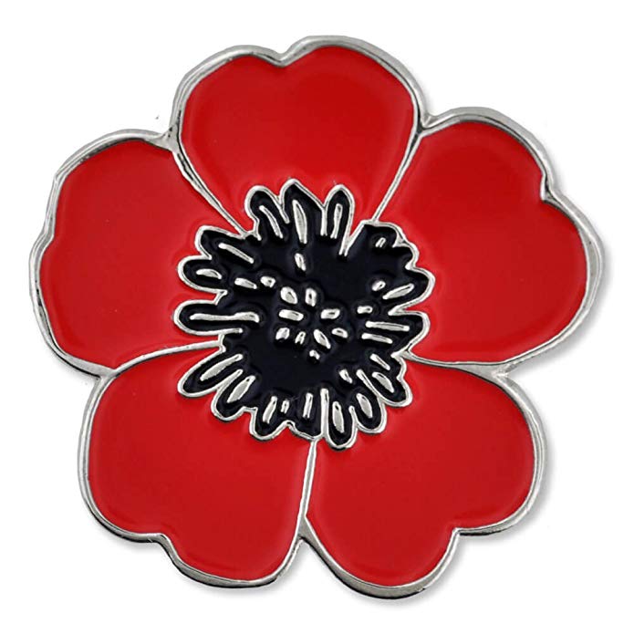 PinMart Red Black Poppy Flower Remembrance Memorial Day Enamel Lapel Pin