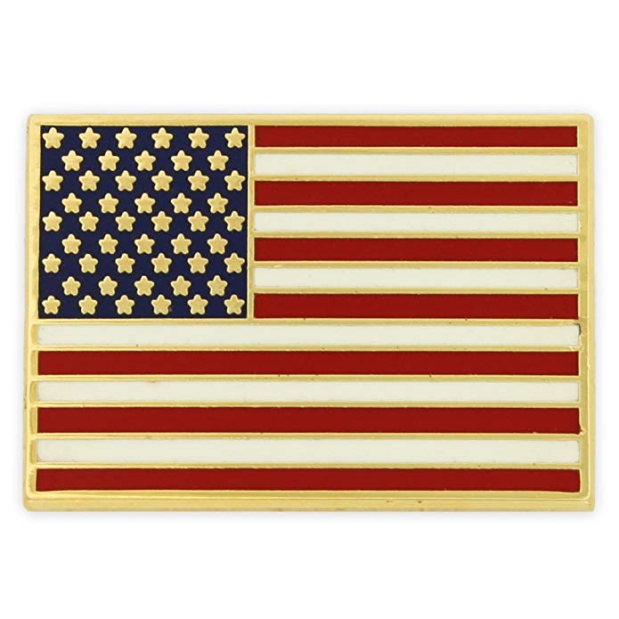 PinMart Gold Plated Made in USA Rectangle American Flag Enamel Lapel Pin