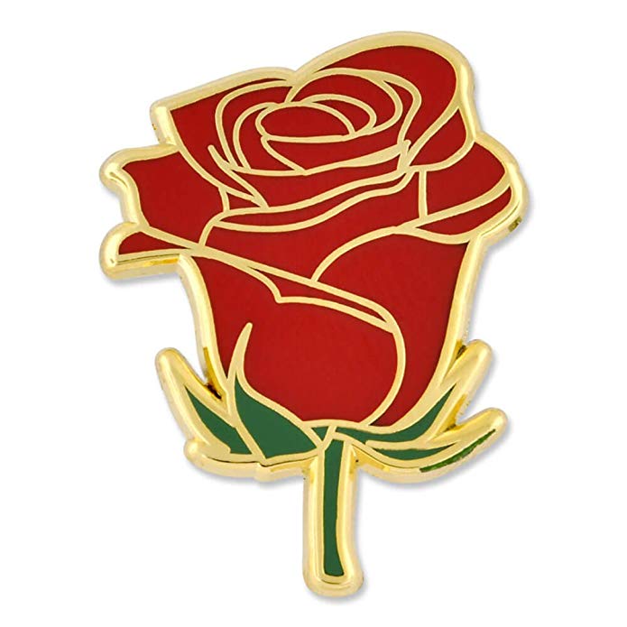 PinMart Red Rose Flower Boutineer Trendy Enamel Lapel Pin