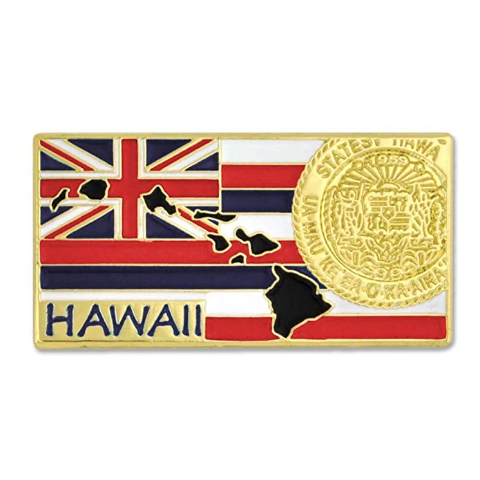 PinMart State Shape of Hawaii and Hawaii Flag Lapel Pin 1-1/4