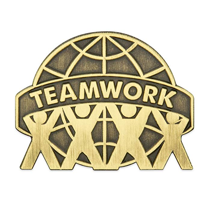 PinMart Antique Bronze Teamwork Globe Lapel Pin