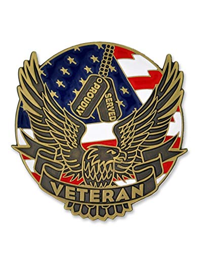 PinMart Proudly Served Veteran Eagle Patriotic Enamel Lapel Pin