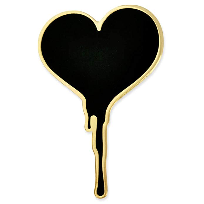 PinMart Black Dripping Bleeding Heart Enamel Lapel Pin