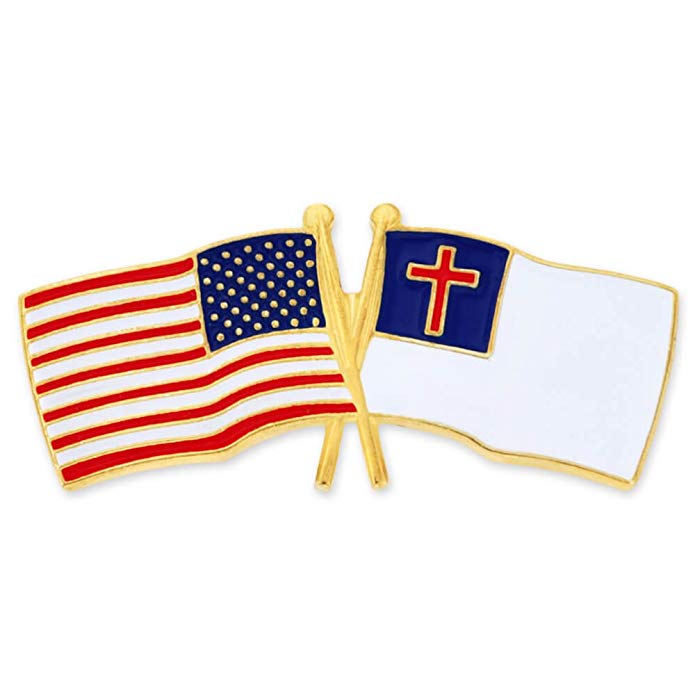 PinMart USA and Christian Crossed Friendship Flag Enamel Lapel Pin