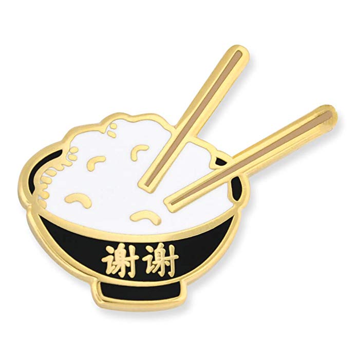 PinMart Chinese Rice Bowl with Chopsticks Food Enamel Lapel Pin