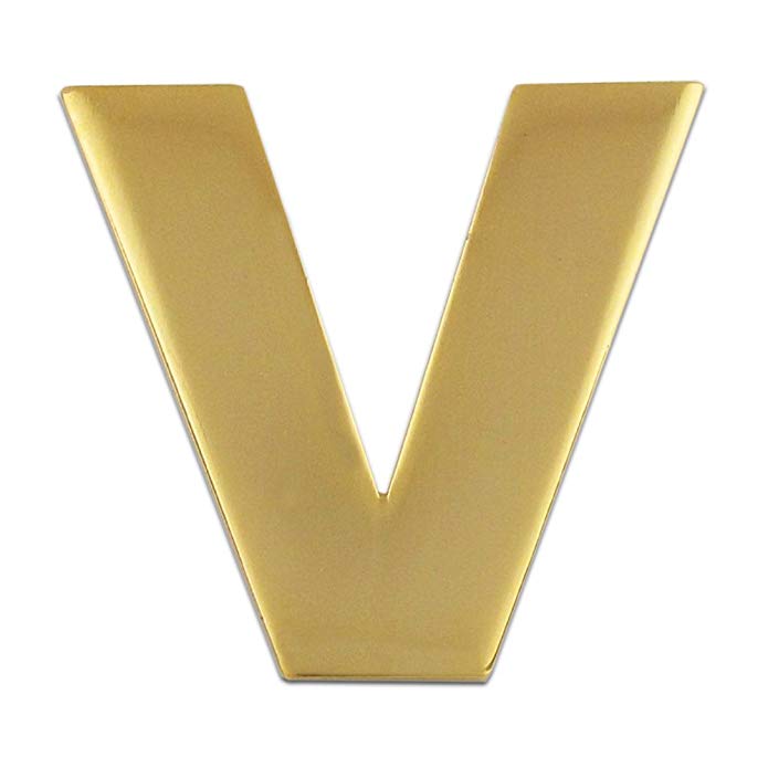 PinMart Gold Plated Alphabet Letter V Lapel Pin