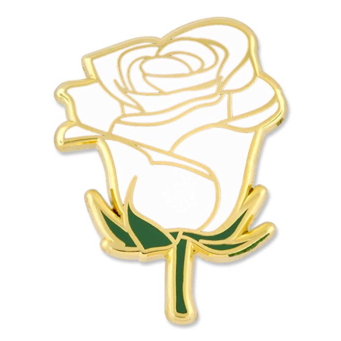 PinMart White Rose Flower Boutineer Trendy Enamel Lapel Pin