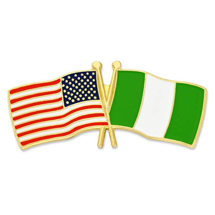 PinMart USA and Nigeria Crossed Friendship Flag Enamel Lapel Pin