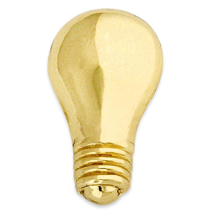 PinMart Gold Plated 3D Light Bulb Lapel Pin