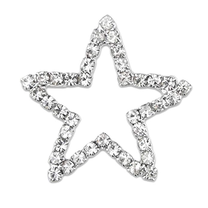 PinMart Silver Plated Shiny Rhinestone Star Brooch Pin