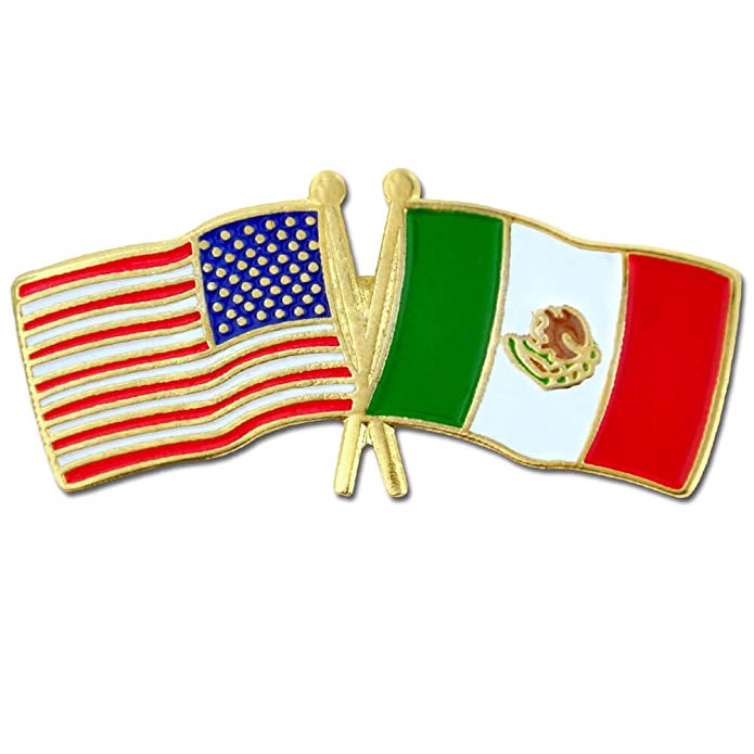 PinMart USA Mexico Crossed Friendship Flag Enamel Lapel Pin