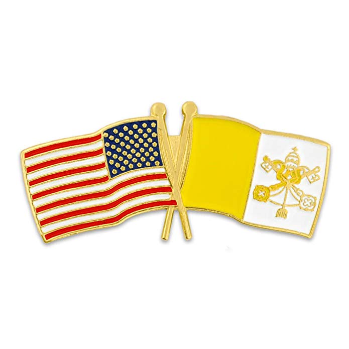 PinMart USA and Vatican City Crossed Friendship Flag Enamel Lapel Pin