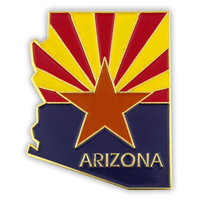 PinMart State Shape of Arizona and Arizona Flag Lapel Pin 1-1/8