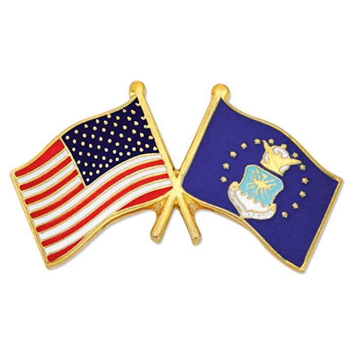 PinMart USA and U.S. Air Force Crossed Friendship Flag Enamel Lapel Pin