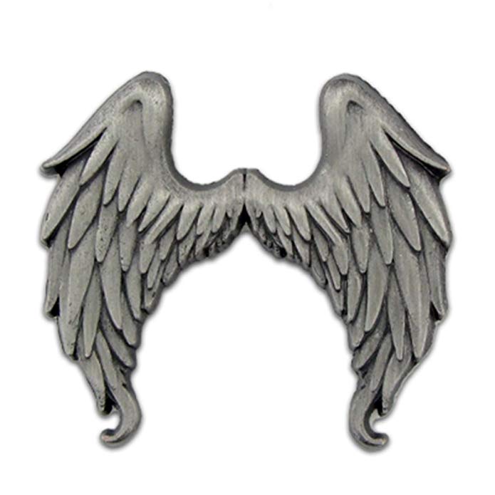 PinMart Antique Silver Flying Angel Wings Lapel Pin