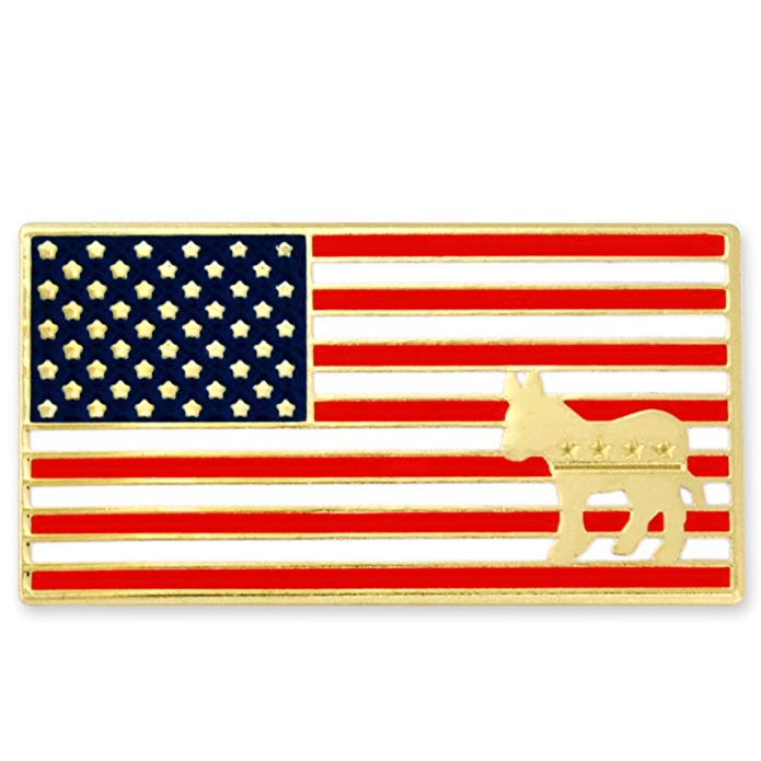 PinMart American Flag Democrat Donkey Patriotic Enamel Lapel Pin