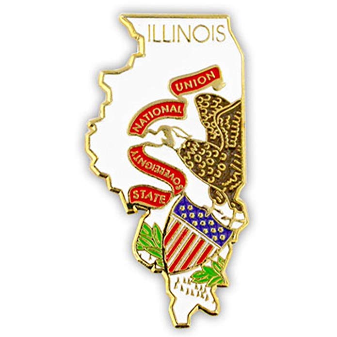 PinMart State Shape of Illinois and Illinois Flag Lapel Pin