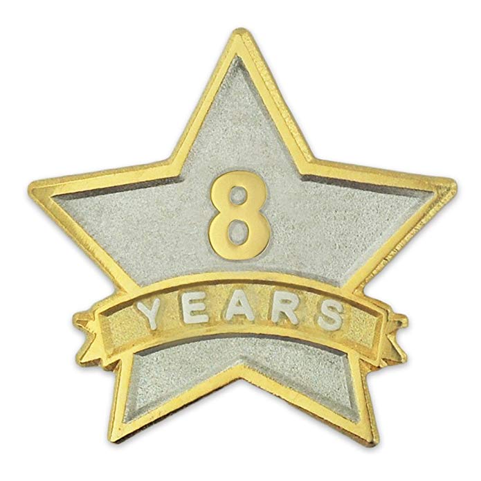 PinMart 8 Year Service Award Star Corporate Recognition Dual Plated Lapel Pin