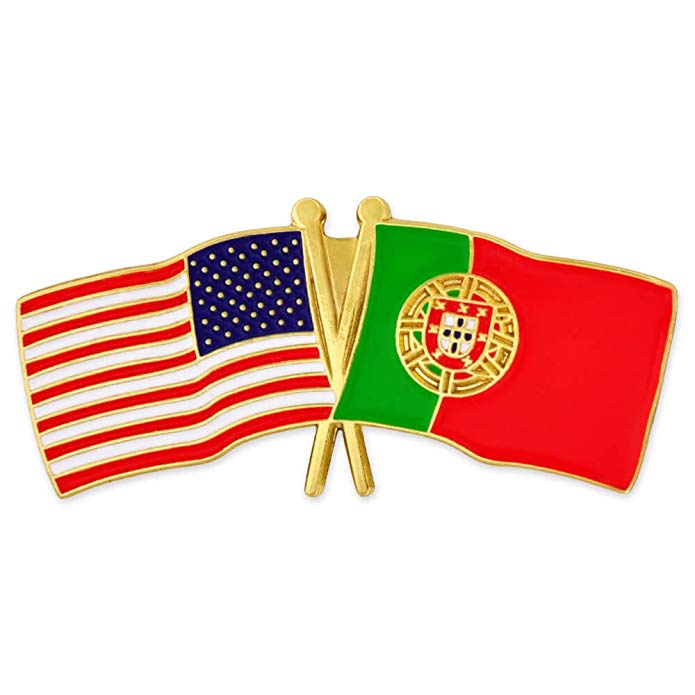 PinMart USA and Portugal Crossed Friendship Flag Enamel Lapel Pin