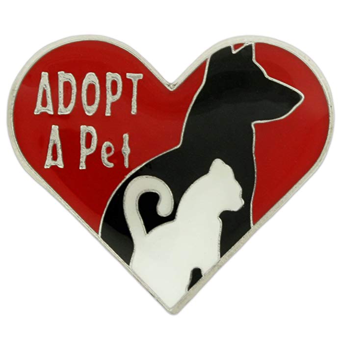 PinMart Adopt a Pet Animal Heart Enamel Lapel Pin