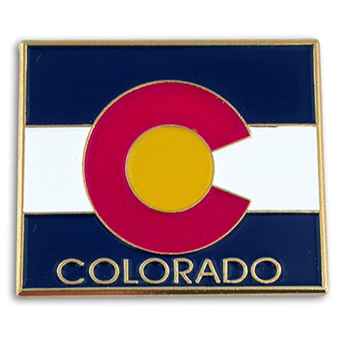 PinMart State Shape of Colorado and Colorado Flag Lapel Pin 1-1/8