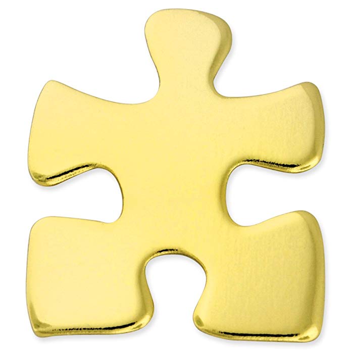 PinMart Gold Plated Puzzle Piece Autism Awareness or Corporate Lapel Pin