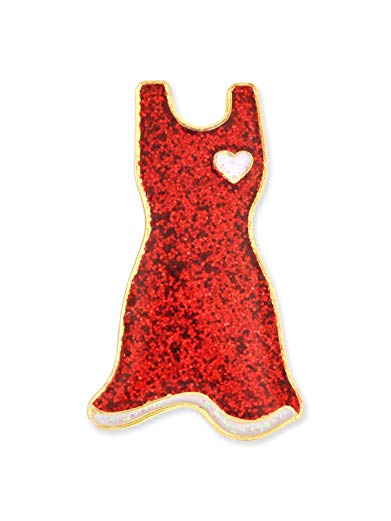 PinMart Glitter Red Dress American Heart Month Enamel Lapel Pin