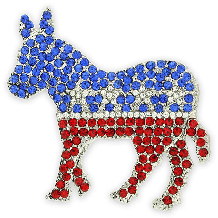 PinMart Rhinestone Democrat Party Donkey Political Brooch Lapel Pin