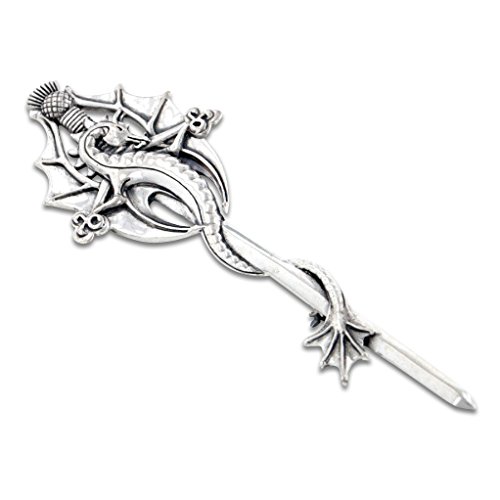 Large Celtic Dragon Cloak or Kilt Sterling Silver Pin Brooch by Maxine Miller