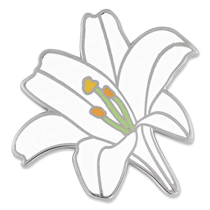 PinMart White Lily Flower Boutineer Cute Trendy Enamel Lapel Pin