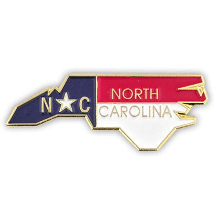 PinMart State Shape of North Carolina and North Carolina Flag Lapel Pin