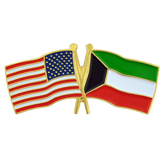 PinMart USA and Kuwait Crossed Friendship Flag Enamel Lapel Pin