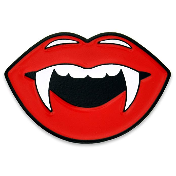 PinMart Vampire Lips with Fangs Halloween Enamel Lapel Pin