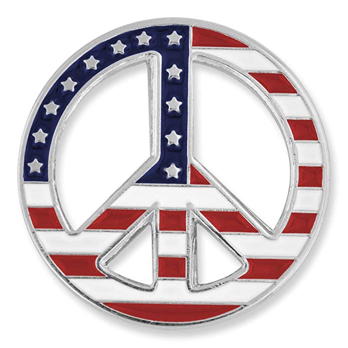 PinMart American Flag Peace Sign Patriotic Enamel Lapel Pin