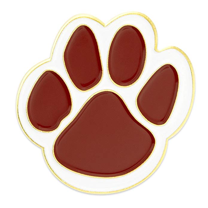 PinMart Maroon and White Animal Paw Print School Mascot Enamel Lapel Pin