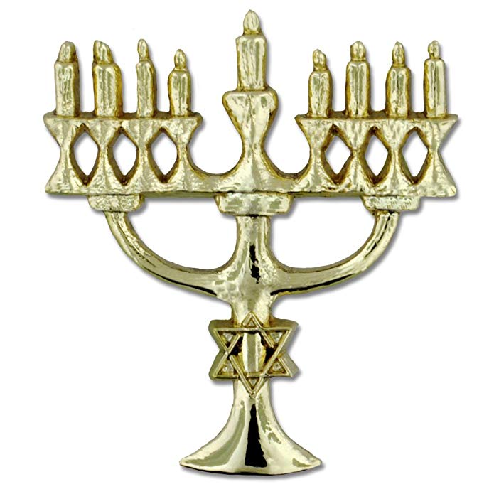 PinMart 3D Gold Plated Hanukkah Menorah Lampstand Jewish Holiday Lapel Pin