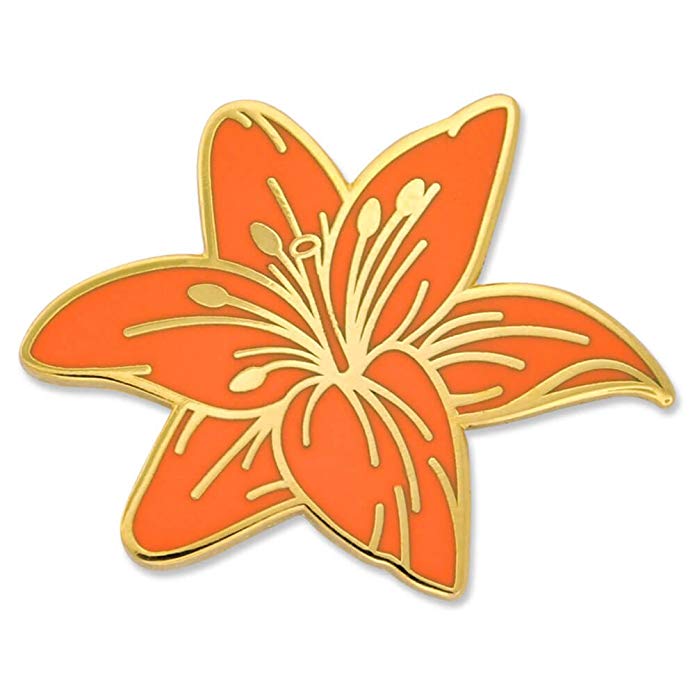 PinMart Orange Tiger Lily Flower Boutonniere Trendy Enamel Lapel Pin