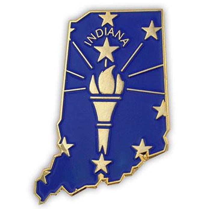 PinMart State Shape of Indiana and Indiana Flag Lapel Pin