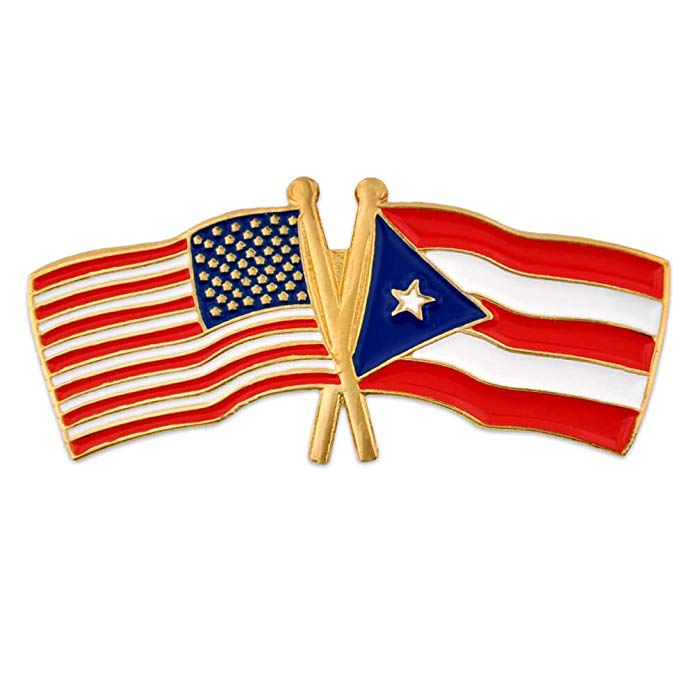 PinMart USA and Puerto Rico Crossed Friendship Flag Enamel Lapel Pin