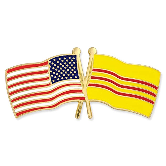 PinMart USA and South Vietnam Crossed Friendship Flag Enamel Lapel Pin