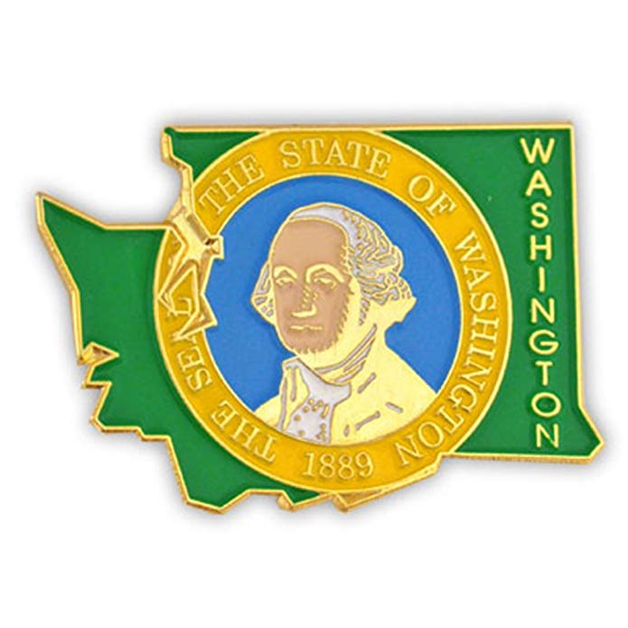 PinMart State Shape of Washington and Washington Flag Lapel Pin