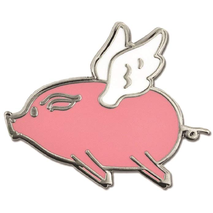 PinMart Cute Pink Flying Pig Trendy Enamel Lapel Pin