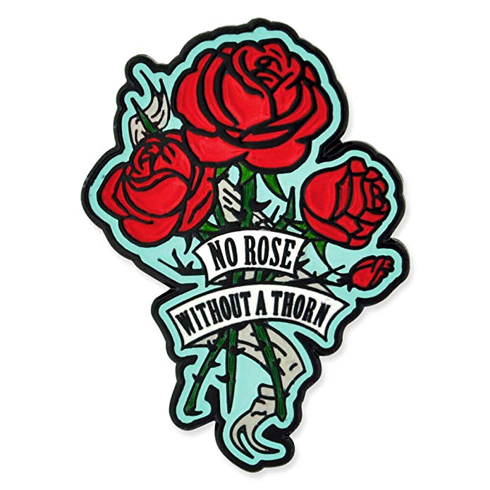 PinMart No Rose Without a Thorn Trendy Flower Enamel Lapel Pin